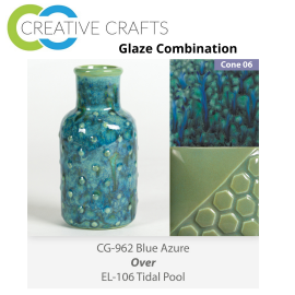 Blue Azure CG962 over Tidal Pool EL106 Glaze Combination Blue Azure CG962 over Tidal Pool EL106 Glaze Combination